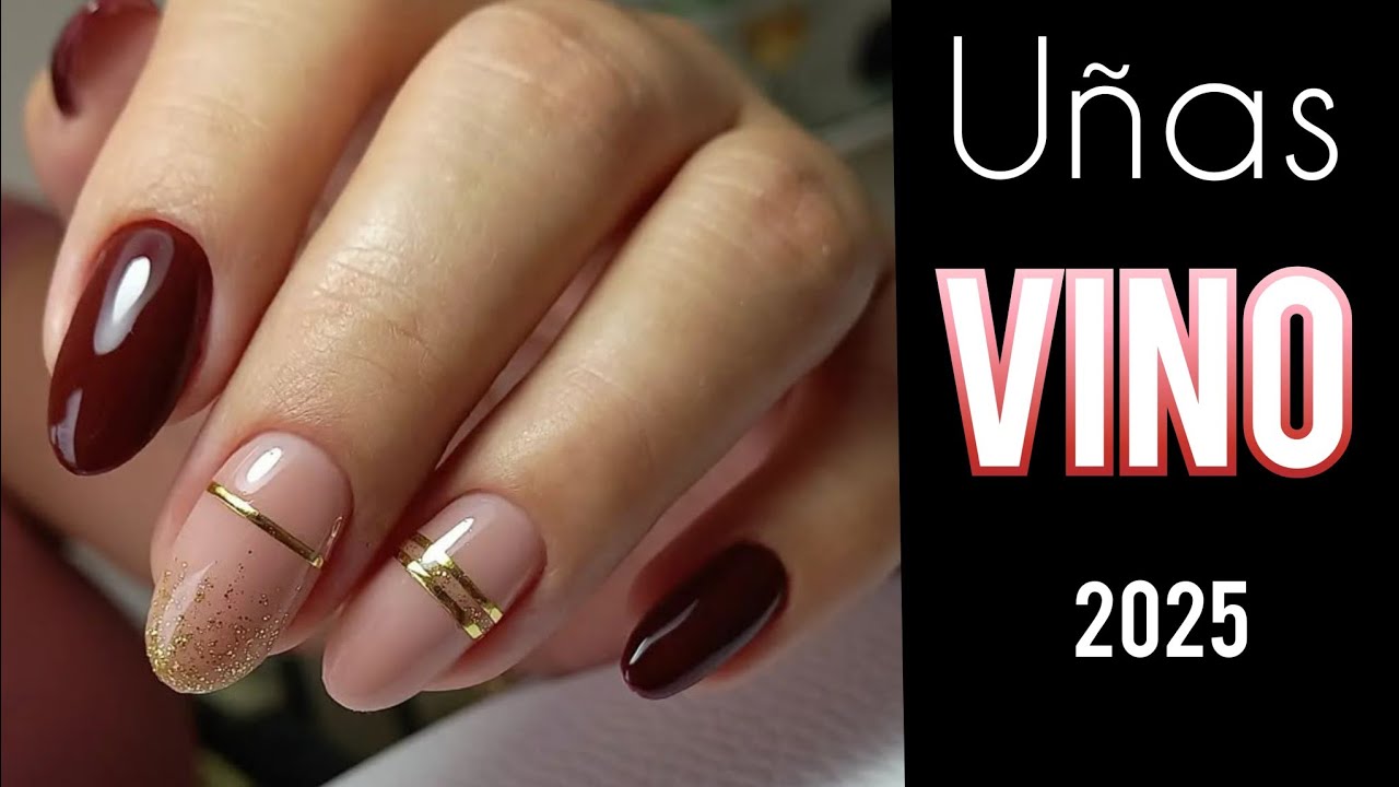 UÑAS ELEGANTES VINO DISEÑOS DE UÑAS 2025 COLOR VINO #uñas #uñasdemoda #nailart #poligel #polishnails