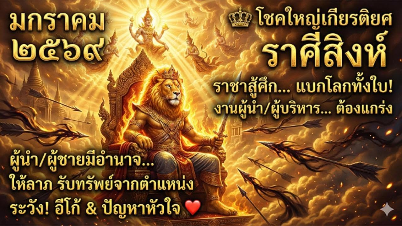 ♌ ราศีสิงห์ มกราคม ๒๕๖๙ ! "ราชสีห์แบกโลก" ศึกรอบด้านแต่สำเร็จใหญ่! เลขตำแหน่งให้โชค 