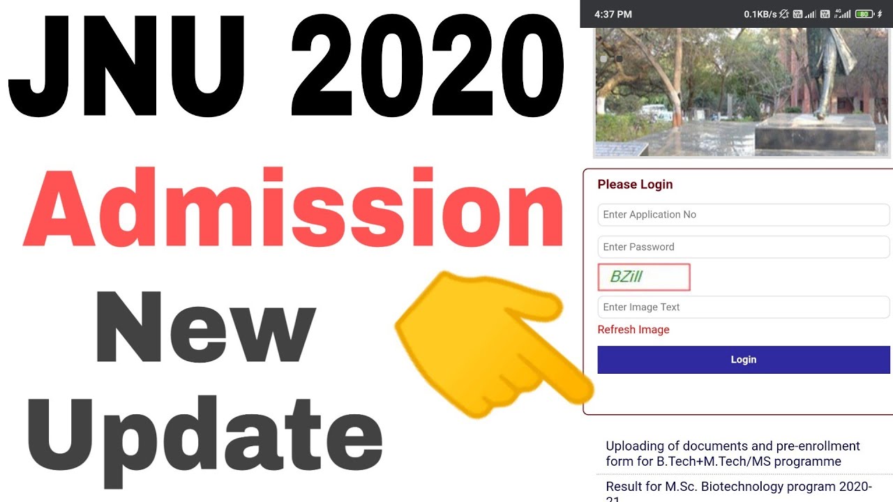 Jnu Admission 2020 : New Update - Pre  Enrollment Form For Ms Programme