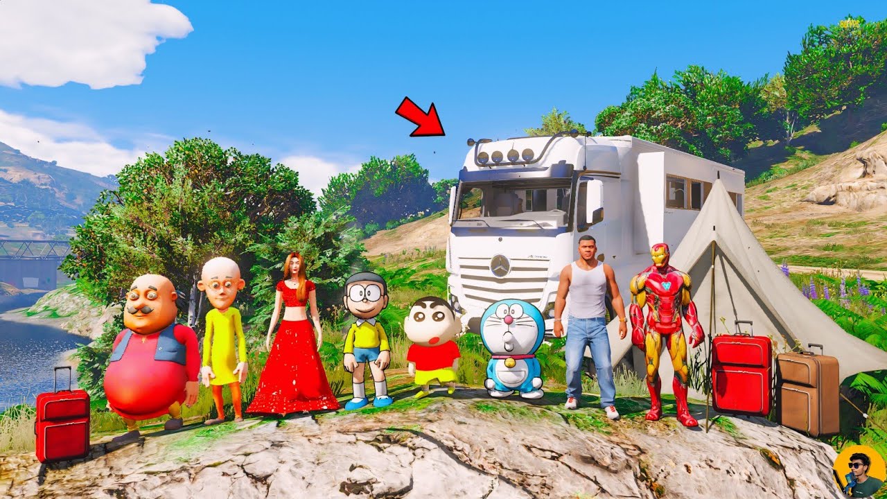 Shinchan & Franklin Going to Mercedes-Benz Truck Trip in Gta 5