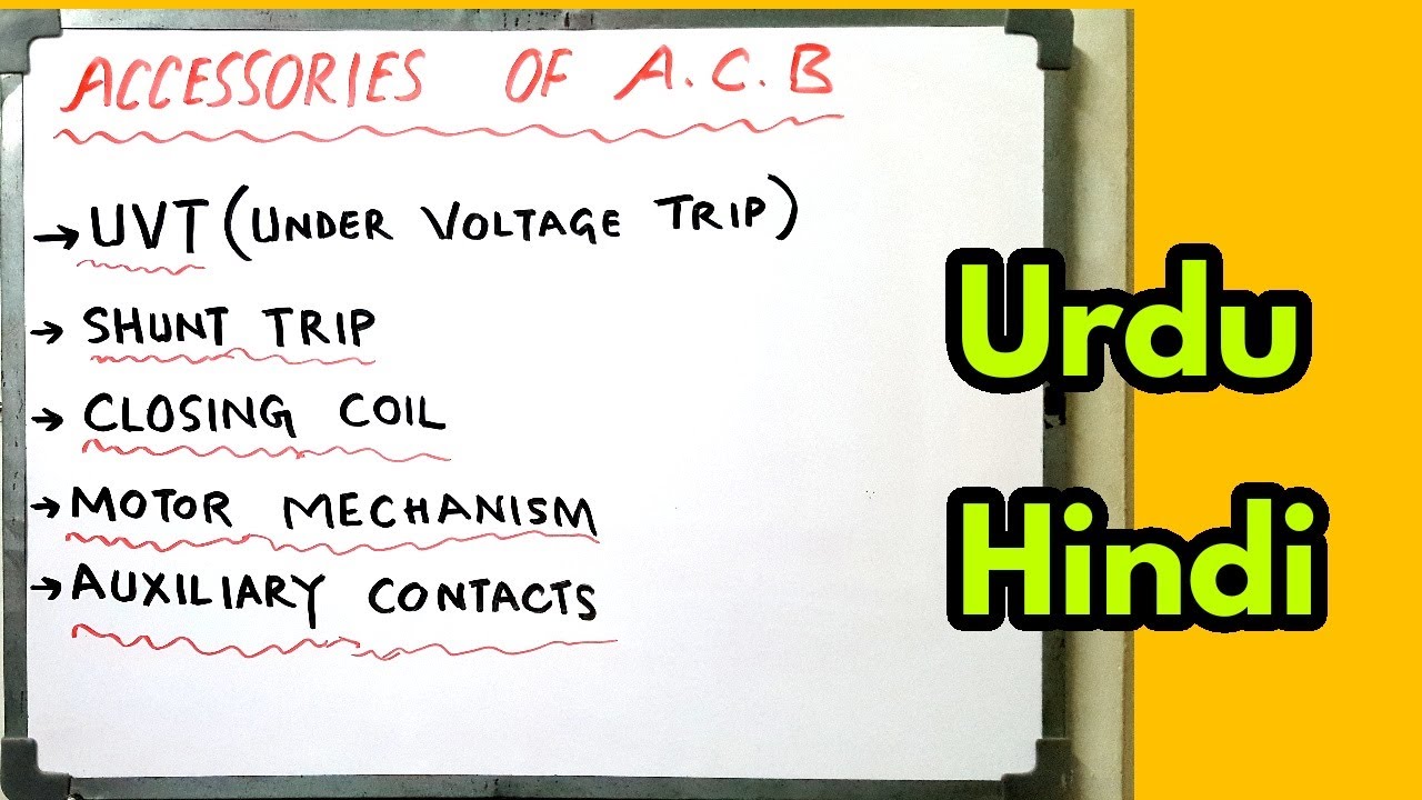 ACB Accessories. Shunt trip and UVT in Urdu / Hindi. Closing coil of ACB and Motor operator