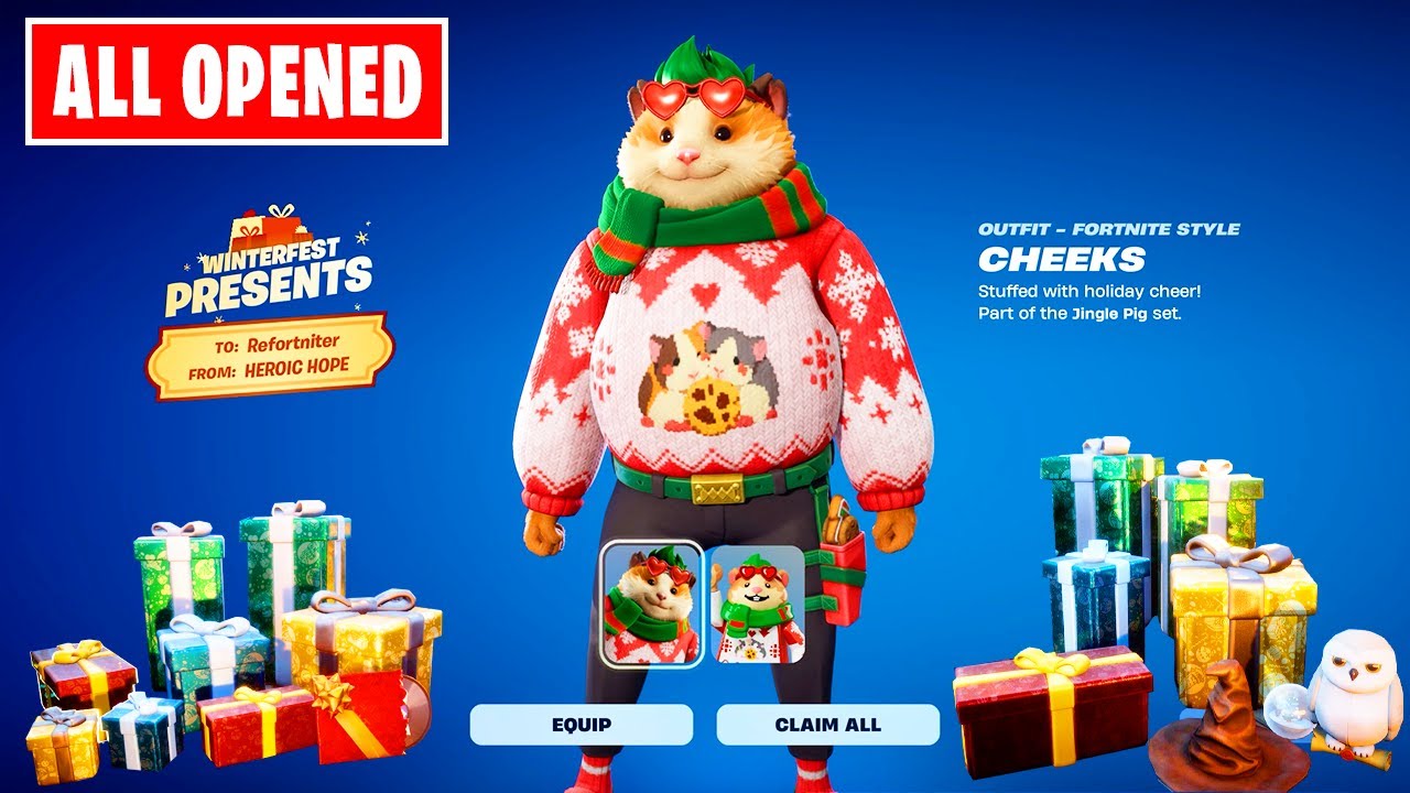 WHAT'S INSIDE EACH OF THE 14 WINTERFEST GIFTS? Fortnite Christmas FREE GIFTS showcase