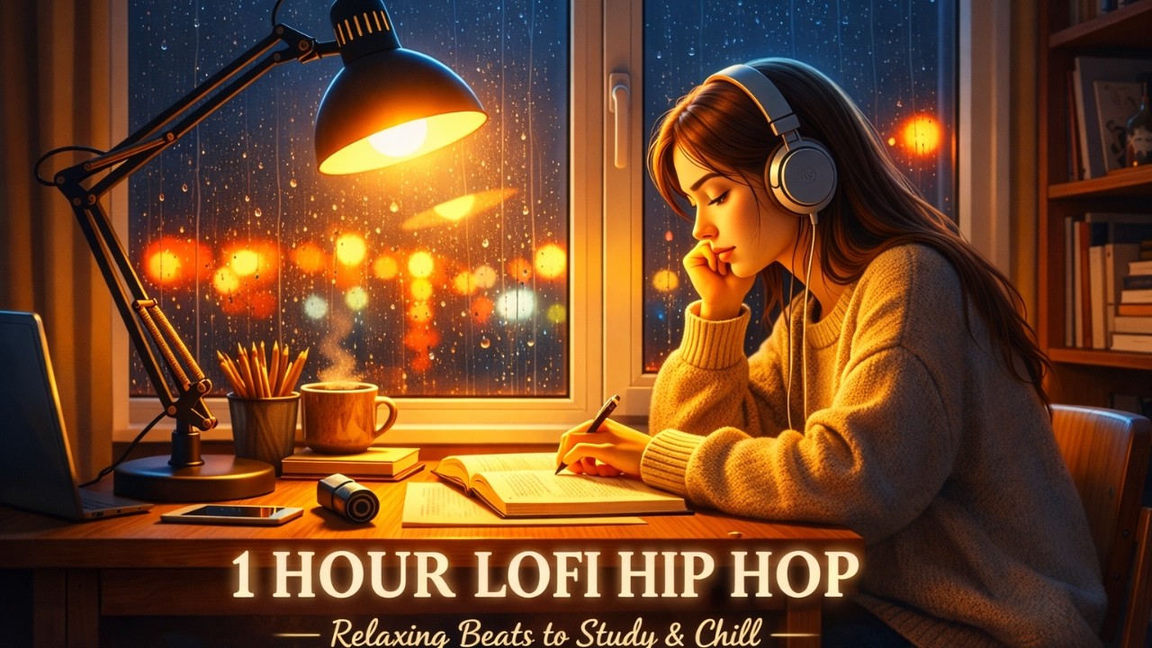 Cozy Lofi Beats to Study/Work (1 Hour) — Rain Ambience, Chillhop Focus Music (No Vocals)