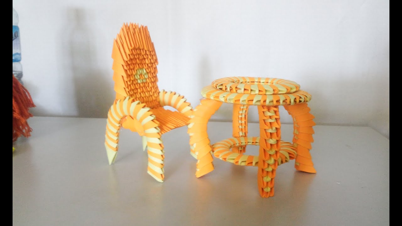 3d origami Desk and chair - Hướng dẫn xếp bộ bàn ghế origami 3d - poppy9011
