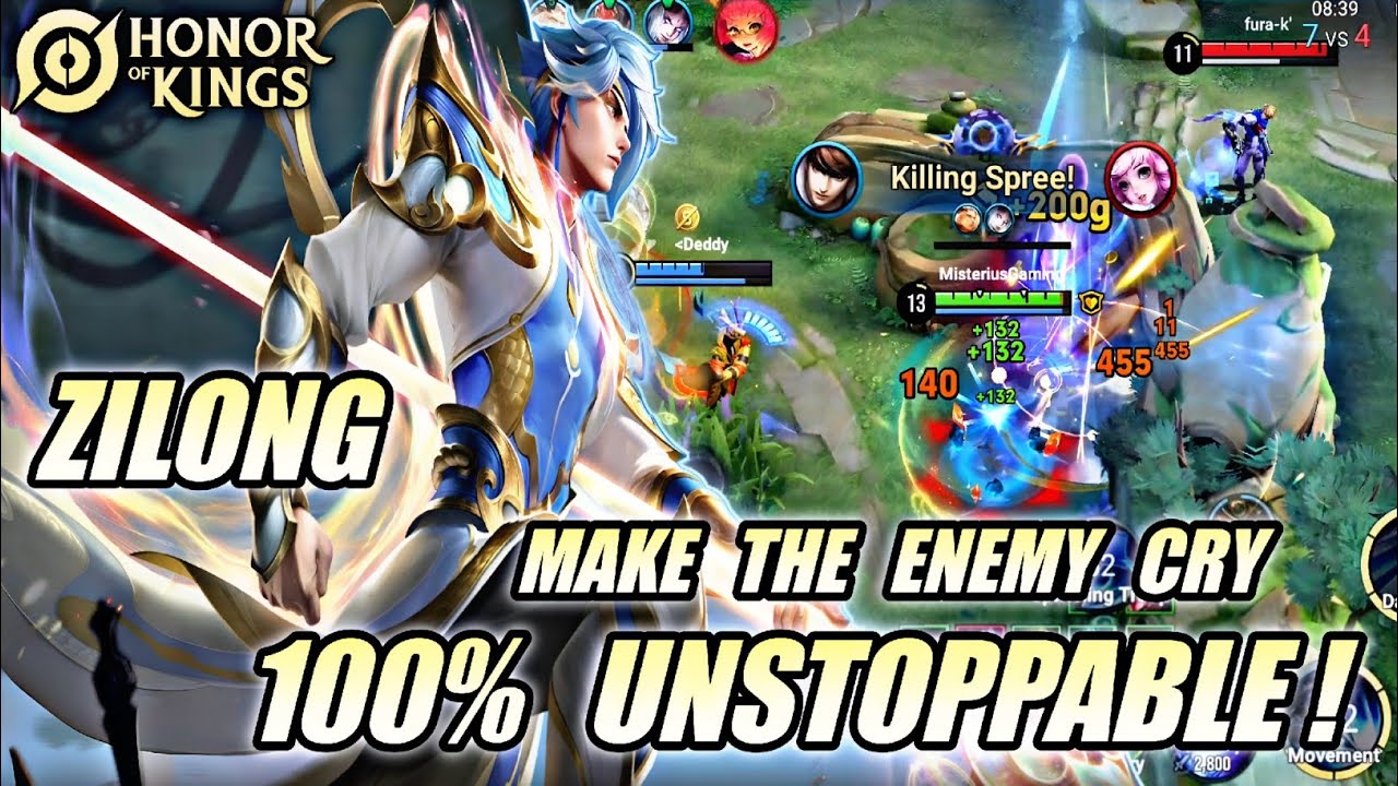 ZILONG ASSASSIN/JUNGLE MAKE ENEMY CRY - PRO GAMEPLAY ZILONG 100% UNSTOPPABLE! | HONOR OF KINGS