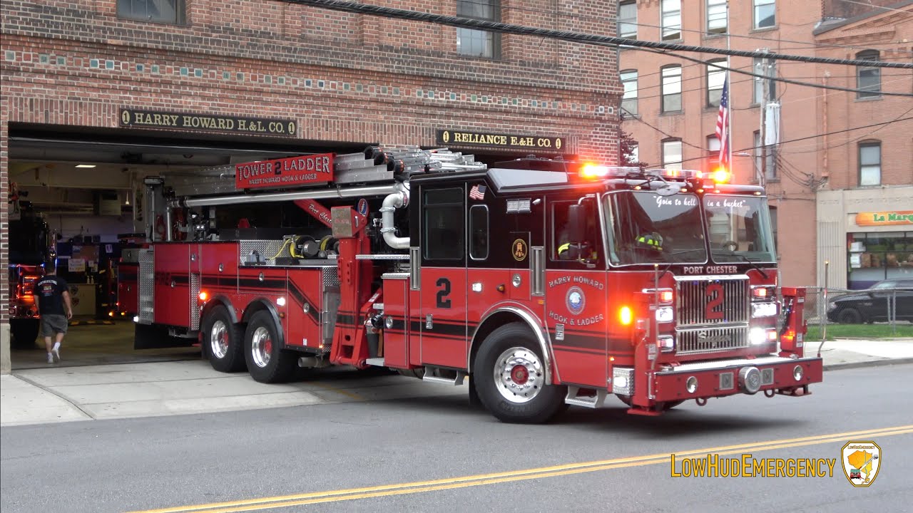 Port Chester FD Car 2391, Rescue 40, *NEW* Tower Ladder 2, & Engine 60 Responding