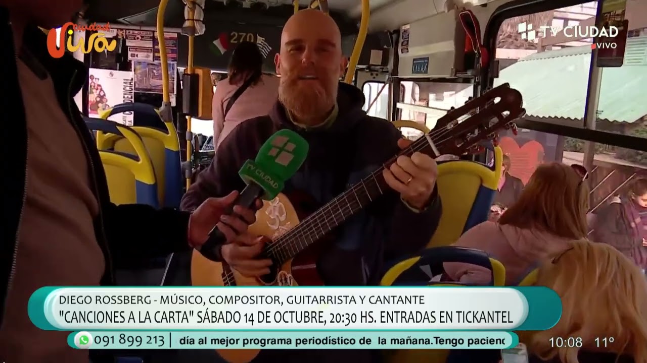 Ciudad Viva - Diego Rossberg subió a cantar a un ómnibus