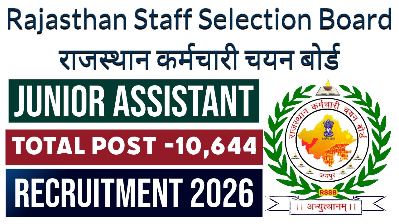 Rajasthan Staff Selection Board Clerk Grade-II (LDC) and Junior Assistant Recruitment 2026