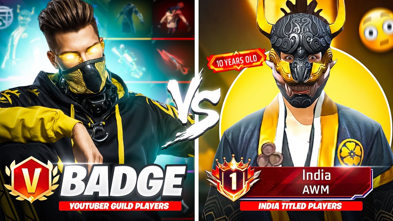 Secret V Badge Youtuber Vs 55 India 🇮🇳 Top 1 Weapon Glory Guild Players 🤯🔥 - Garena Free Fire