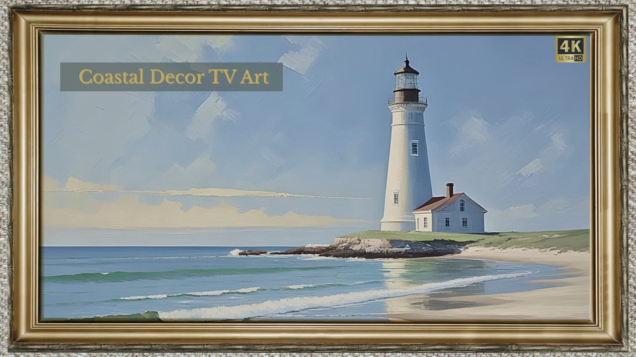 FREE FRAME TV ART VINTAGE COASTAL SEASIDE SCREENSAVER BACKGROUND BEACH PAINTING NO MUSIC WALLPAPER