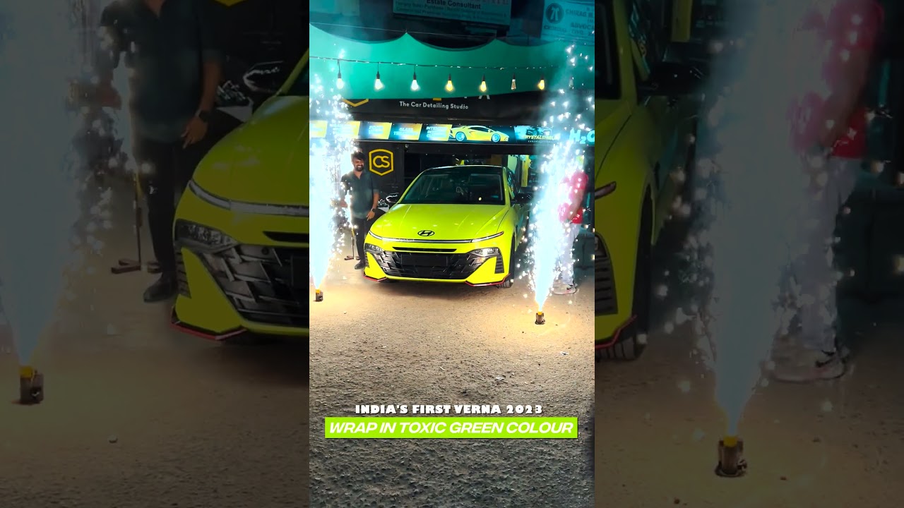 Hyundai Verna covered with Toxic Green Colour Wrap at Carzspa Ahmedabad H2O!!👍