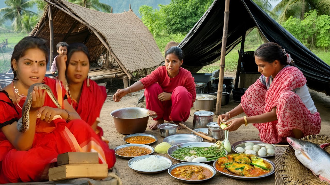 বর্ষায় সুন্দরী বেদের কষ্টের জীবন ও মজার রান্না\\ পাঙ্গাস মাছের ভুনা \\ #beder #bedelife #cooking
