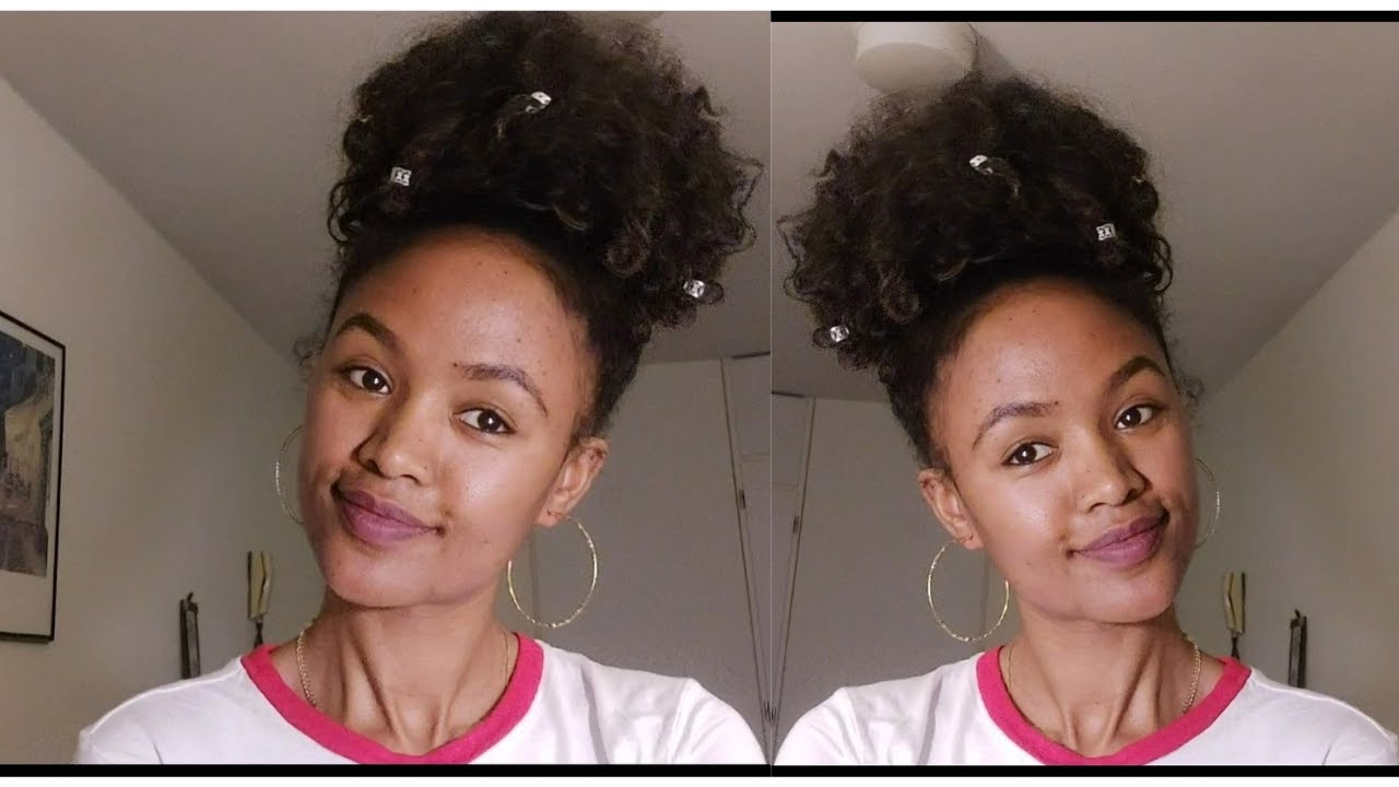 ቀላል የጸጉር አያያዝ#1/The high puff//Natural hair style