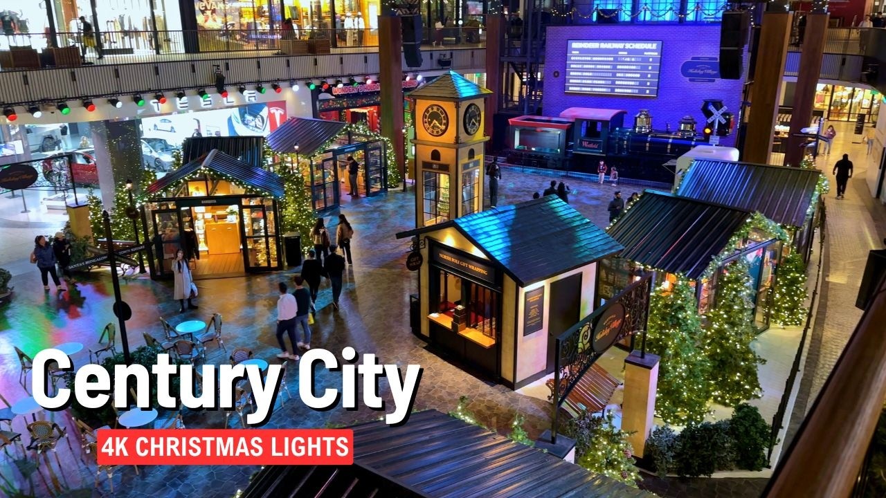LOS ANGELES 🎄 Century City Christmas Market and Train 🇺🇸 Walk 4K 2024