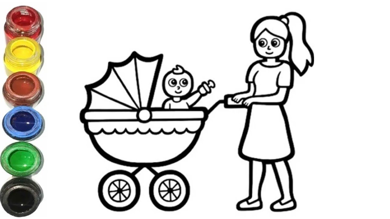 How To Draw Mother And baby Drawing, Panting And Coloring For Kids And Toddlers | Let's Draw