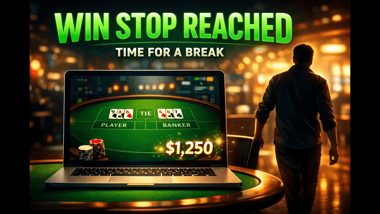 Reaching $1,250 Balance in Baccarat Online – Hitting My Win Stop for the Session and Taking a Break!