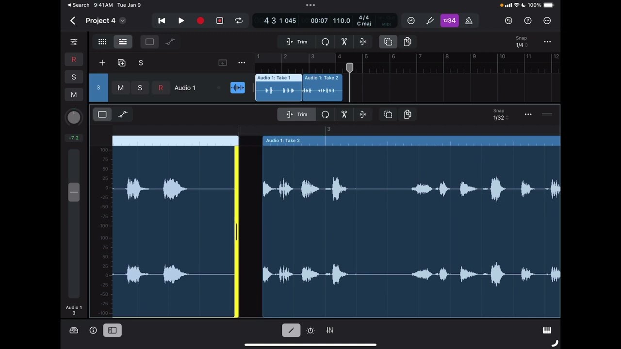 Logic  Pro for iPad -  Audio Tracks Recording and Editing