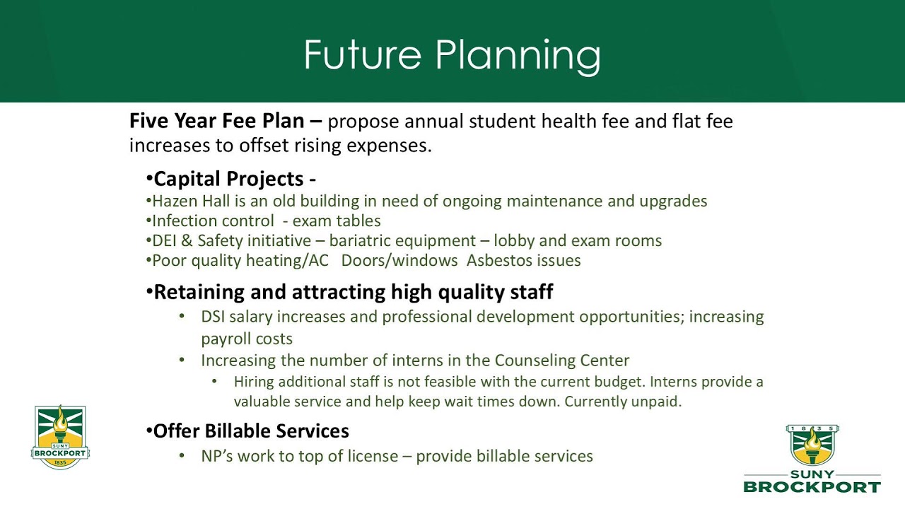 Suny Brockport 2026 Fee-Based Budget Presentation: Hazen Center for Integrated Care