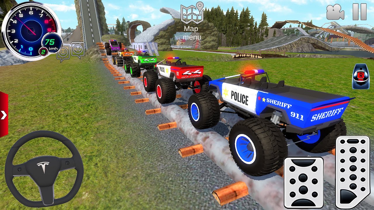 Juegos De Carros - Police Monster Truck Impossible Driver #1 - US Car Stunts Racing Android Gameplay