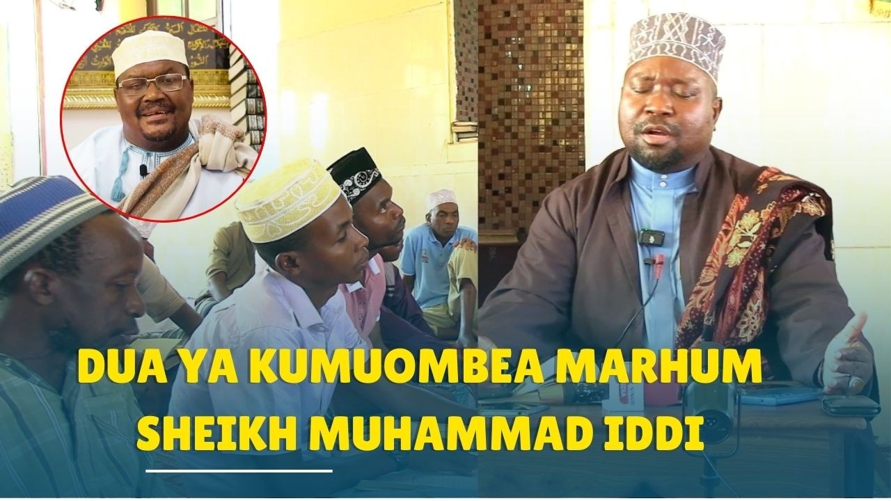 SHEIKH OTHMAN KHAMISI AWAONGOZA WAUMINI WA MNYAMANI KUMUOMBEA DUA MARHUM SHEIKH MUHAMMAD IDDI