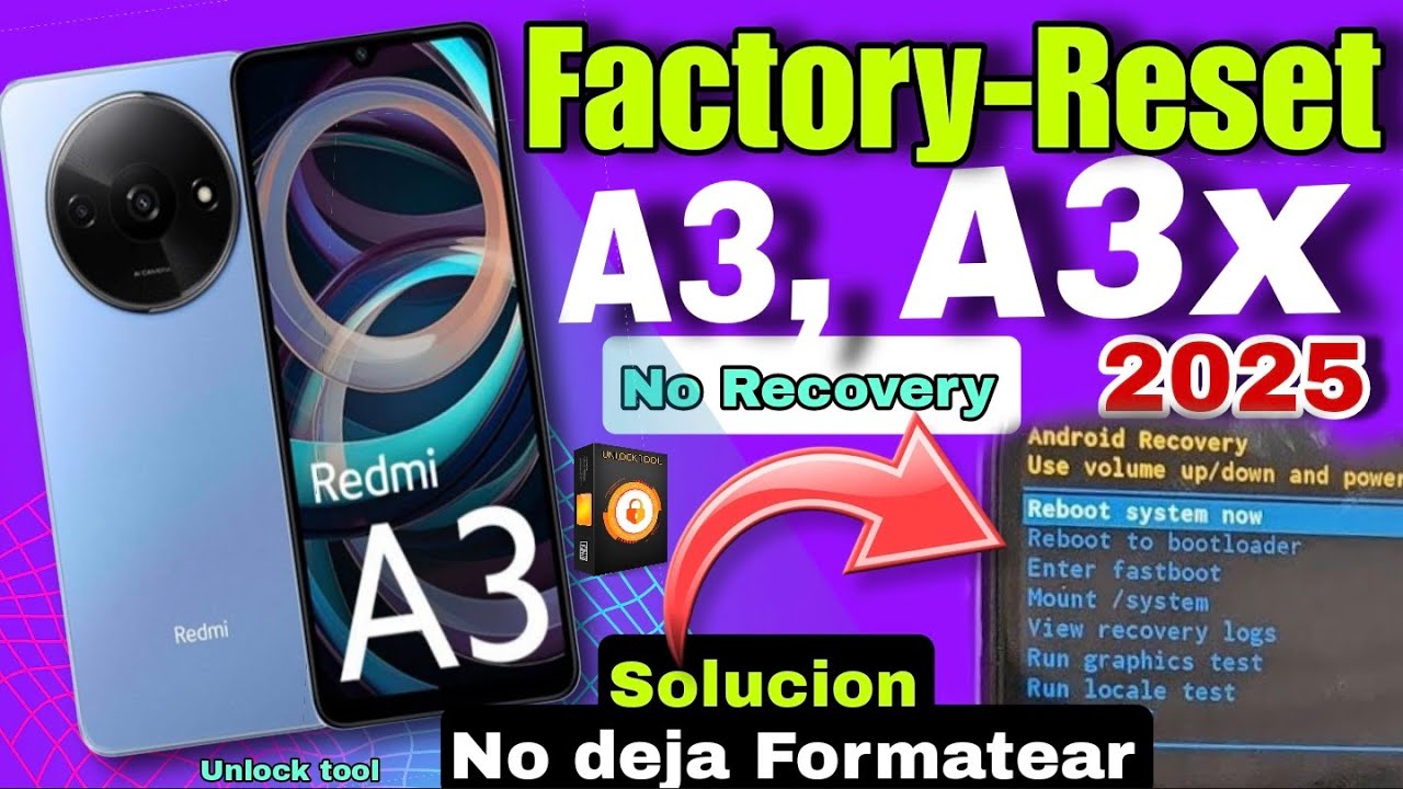 Formatear Redmi A3 no da Factory reset (SOLUCIÓN) Hard reset y frp Redmi A3, A3x unlock tool
