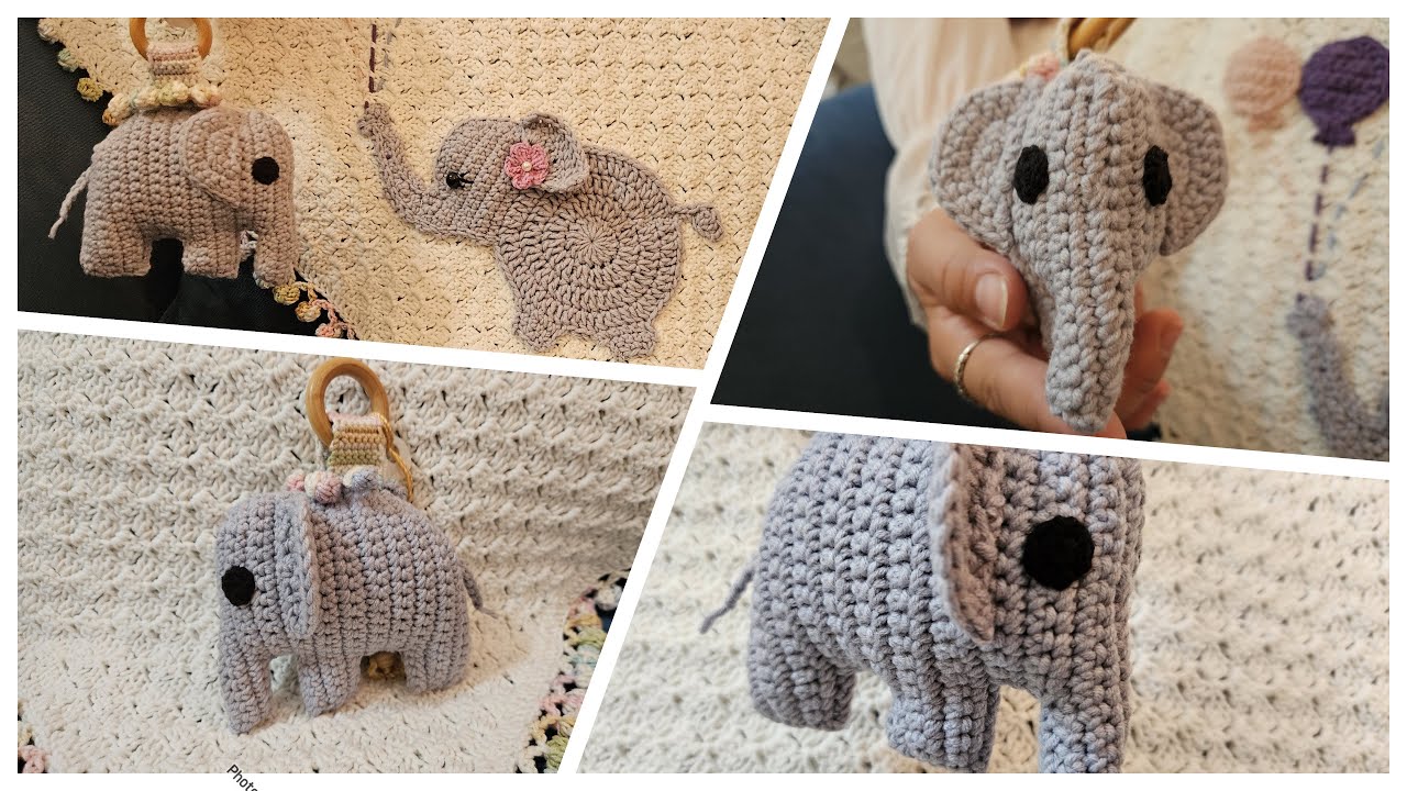لعبه فلافيلو كروشيه لسرير البيبي وللكارسيت  🐘crochet elephant toy(طقم كروشيه فلافيلو )
