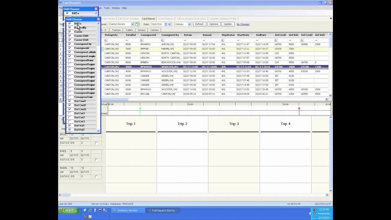 TMW Systems demonstrates aspects of Fuel Hauler dispatch and Inventory keep full