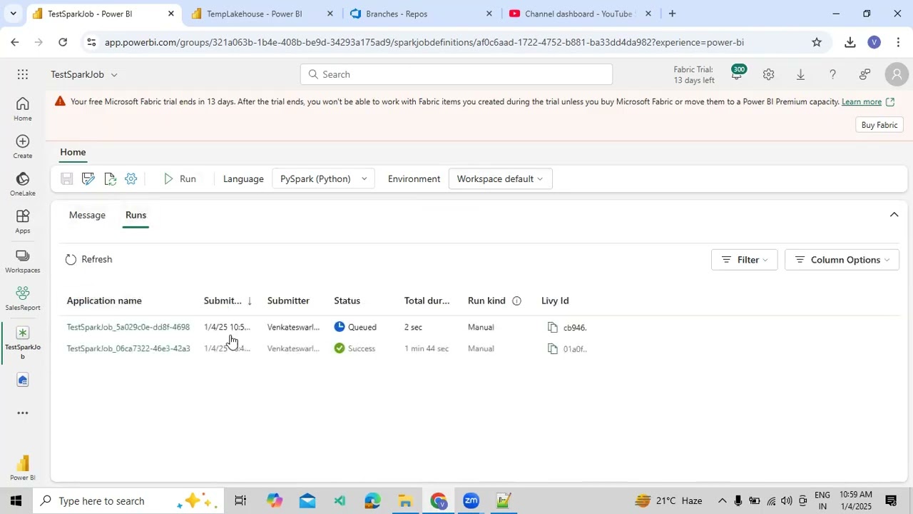 Basic Overview On How to Create Spark Job definition using Microsoft Fabric