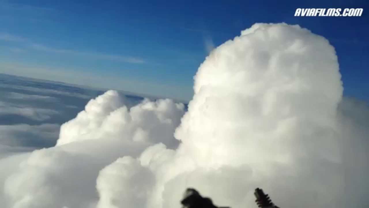 Flying in and out of clouds from cockpit and cabin