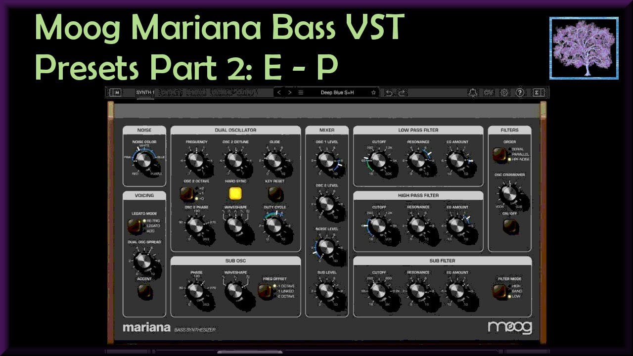 Moog Mariana Bass VST: Presets Part 2: E Through P. (The next 68 presets!)