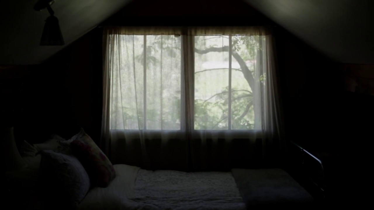 Dollar Stock Video | Horror Bed Under Window Trees Blowing | 29.97fps HD 1080p
