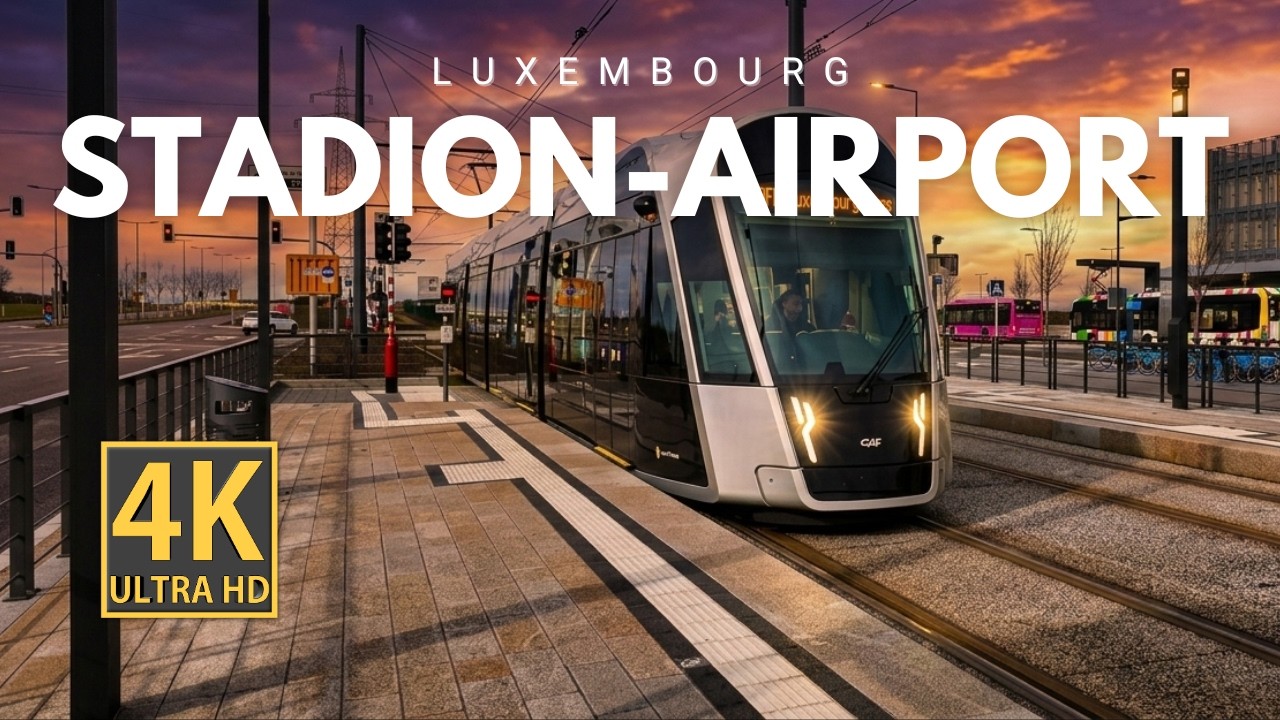 🇱🇺 Luxembourg 4K Silent Walk | Stadion-Airport (Tram Line Luxembourg City to Findel)