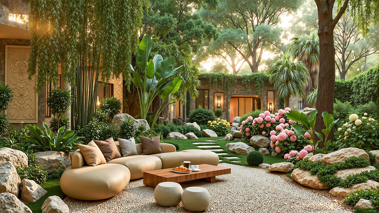 Serene Jazz in the Courtyard Villa 🌿 Gentle Jazz & Calm Vibes For a Peaceful Mood