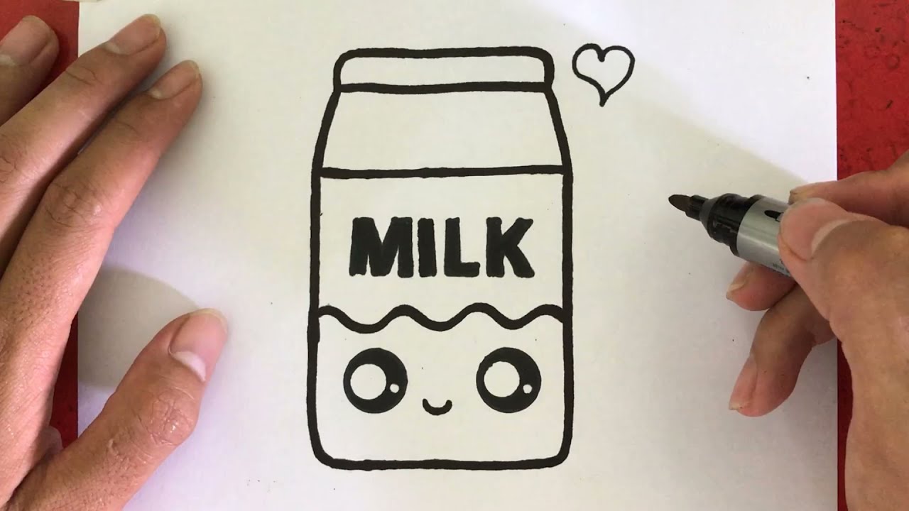 CARA MENGGAMBAR KOTAK SUSU LUCU - HOW TO DRAW A CUTE MILK BOX - HUYN DRAW CUTE