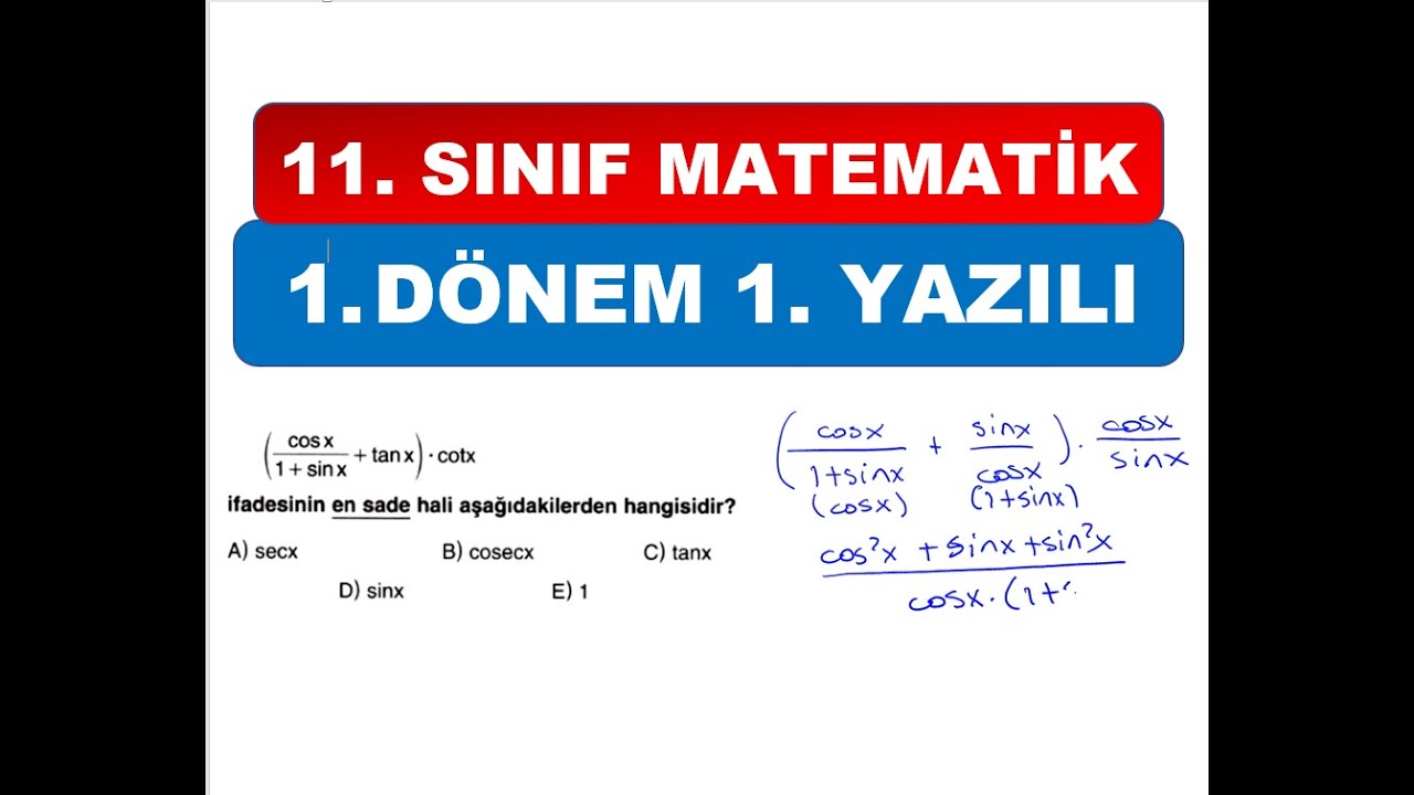 11. Sınıf Matematik 1. Dönem 1. Yazılı Soruları