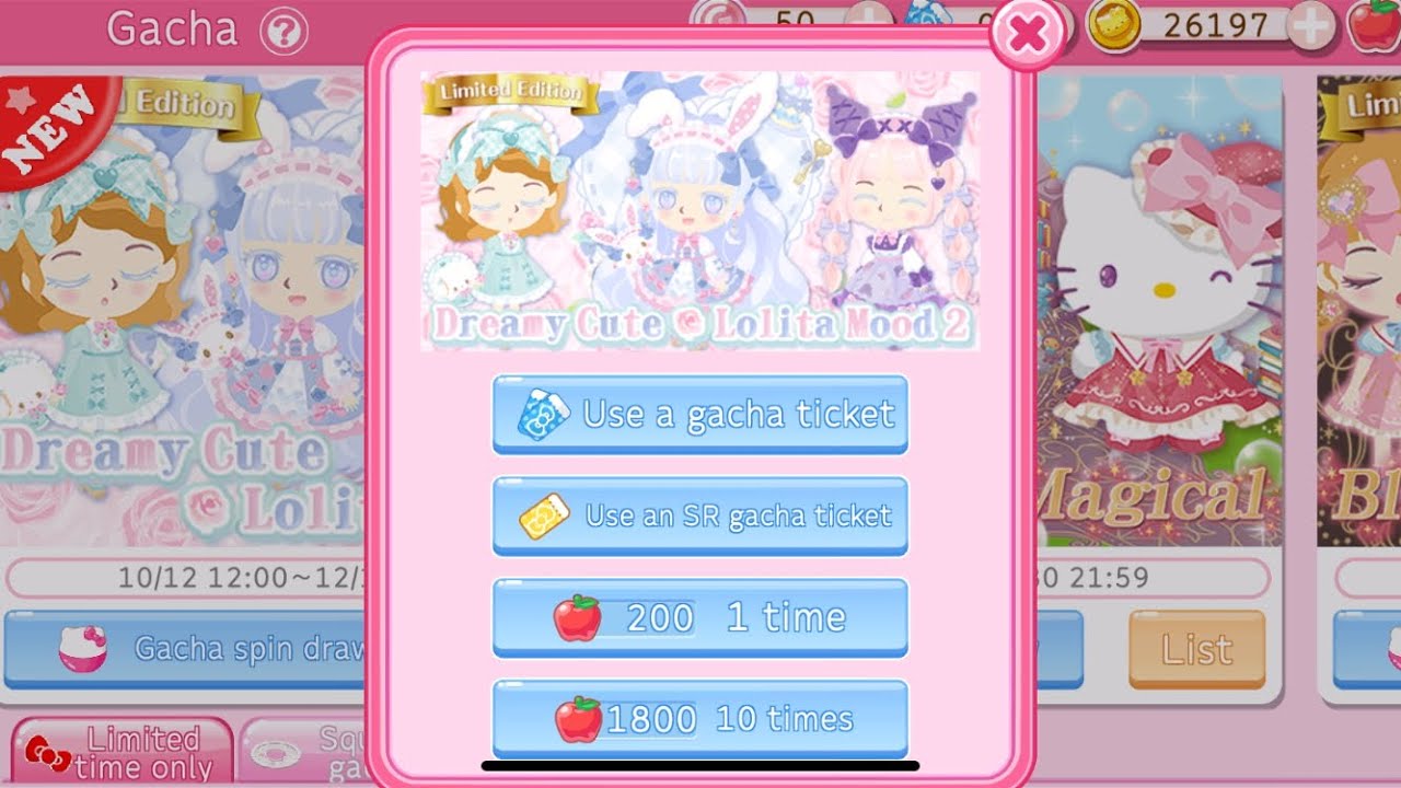 Hello Kitty World 2 open gacha 20 rolls : Dreamy Cute Lolita Mood 2 #sanrio #hellokittyworld2