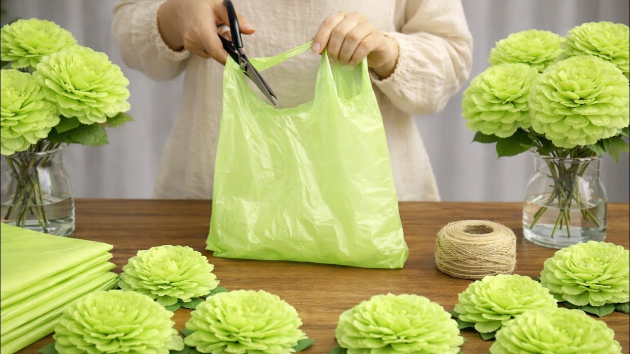 how to make flower from shopping bags