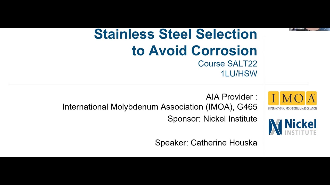 Stainless steel selection to avoid corrosion webinar
