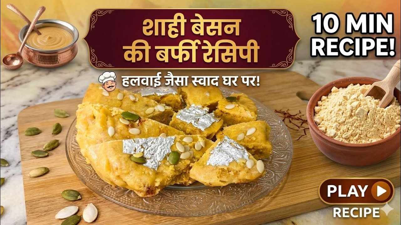 बेसन से बने घर पर ही बाजार जैसी बर्फी #trending #food #tastyindia #indianfoodmadeeasy 