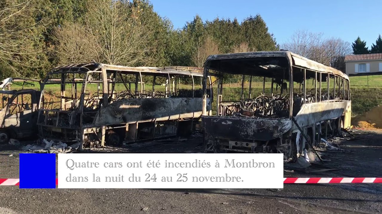Quatre bus scolaires incendi&eacute;s &agrave; Montbron