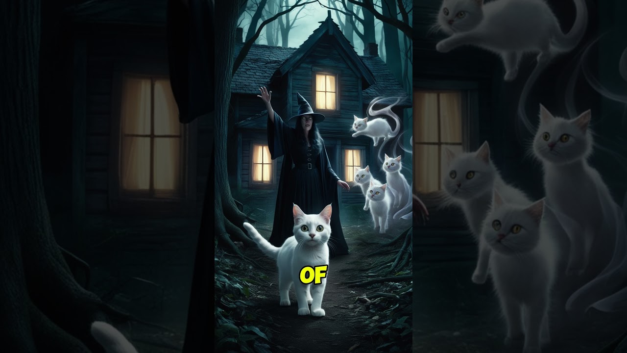 A Witch Turned the Cute White Cat into A Black Cat! 😼👻🙀 #shorts #cat #witch #catstories