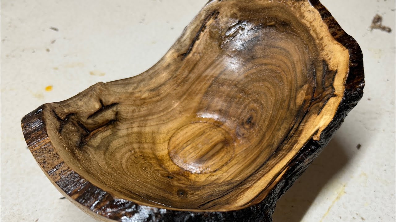 Live Edge Bowl from a Log - Shellac Finish