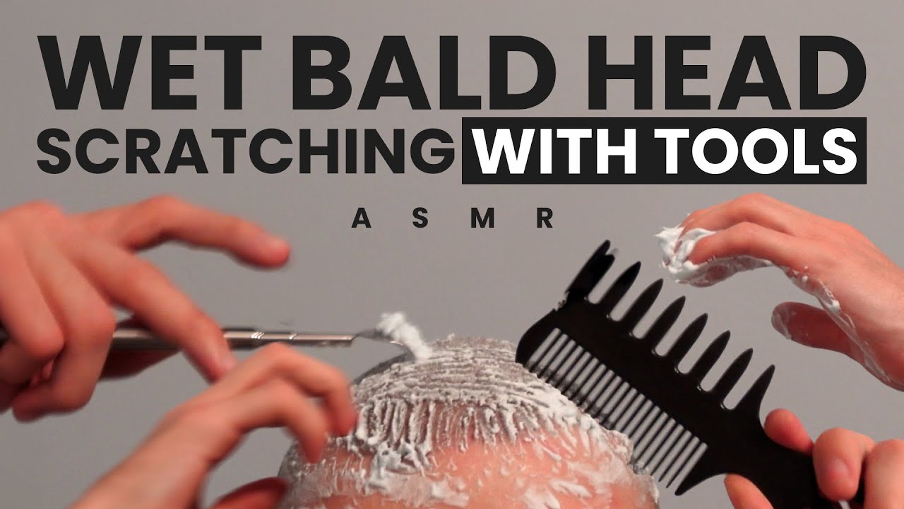 Wet Bald Head Scalp Scratching Massage ASMR - No Talking - Left and Right Audio
