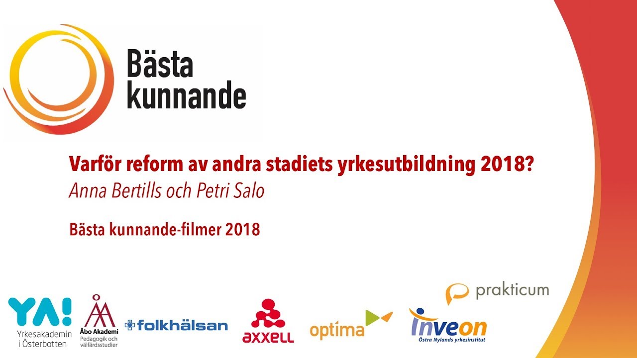 Varf&ouml;r reform av andra stadiets yrkesutbildning 2018?