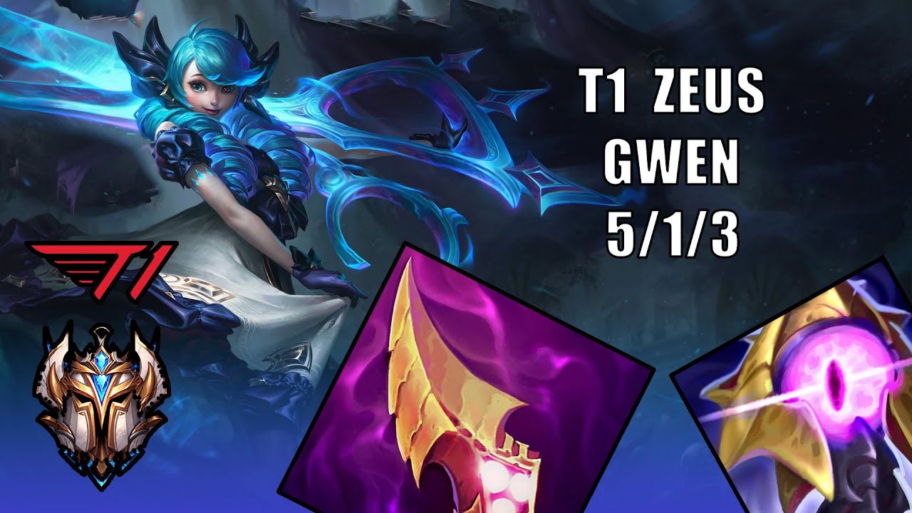 T1 ZEUS GWEN vs FIORA | 5/1/3 KDA | KOREAN CHALLANGER ELO |