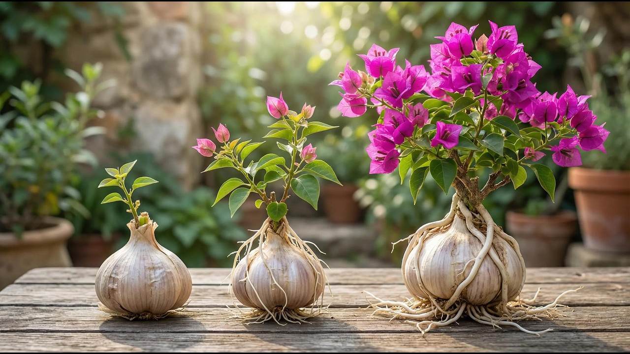 Just garlic! Bougainvillea grows wildly after 7 days - very economical.