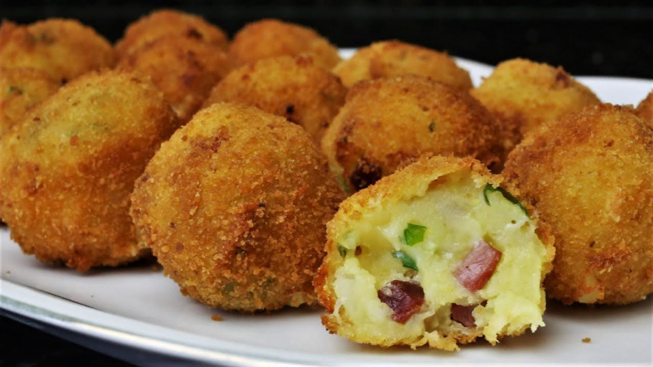 Bolitas de patata, jamón y queso