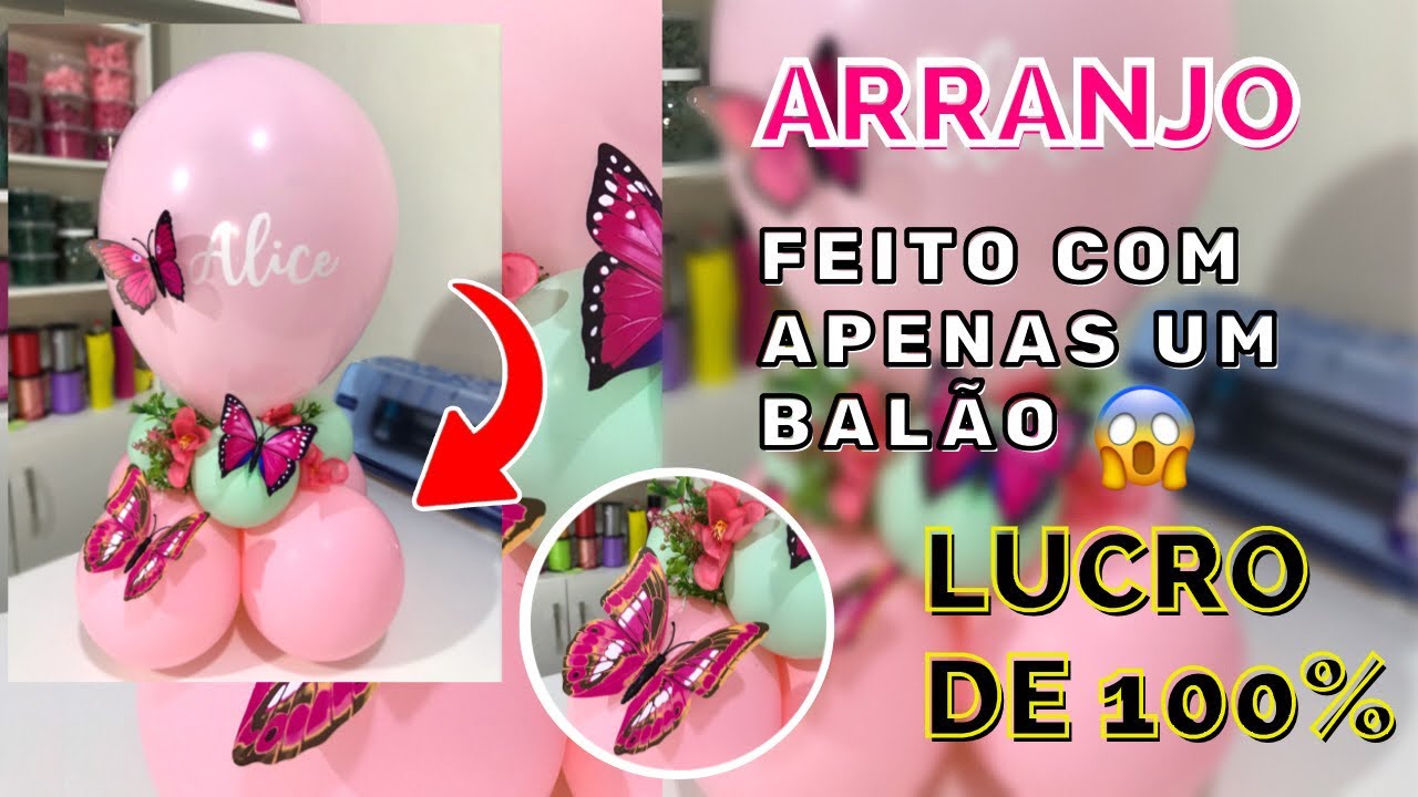 COMO COLAR BORBOLETA NO BALÃO | como fazer decoração jardim encantado arranjo completo com flores