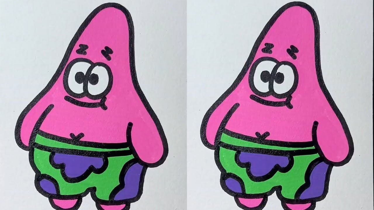 ASMR | Acrylic marker pen Patrick Star immersive painting #sleep #drawing #relaxing