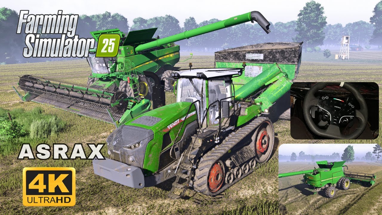 FS25 | 4K Ultra Realistic Canola Harvest | John Deere S760 & Fendt 1167 | Moza R3 + ReShade